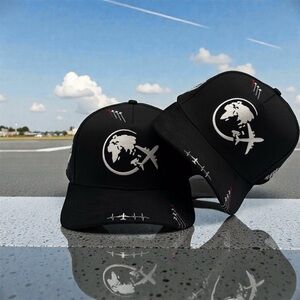 Snap-Back Airplane Trucker Hat For Men - Black